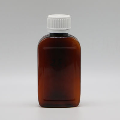 100cc PET-Bronze/Orange-Ahorn-Husten-Sirup-Flasche mit CRC-Kappe und Wärmesiegel