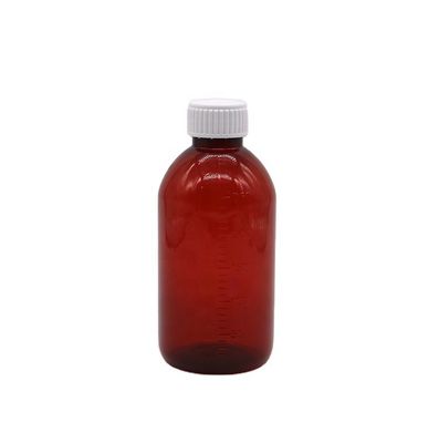 250 ml Amber PET Flüssigmedikamentenflasche mit Schraubverschluss und Apotheken Medizinbehälter