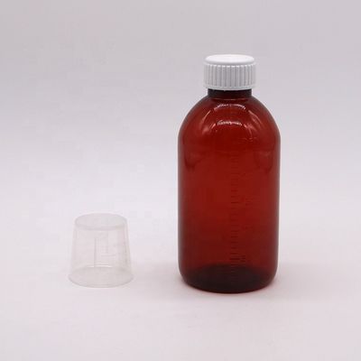 250 ml Amber PET Flüssigmedikamentenflasche mit Schraubverschluss und Apotheken Medizinbehälter