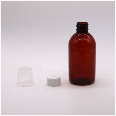 250 ml Amber PET Flüssigmedikamentenflasche mit Schraubverschluss und Apotheken Medizinbehälter
