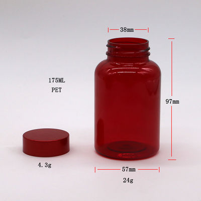 PET-Kunststoff Typ 175ML/6OZ Kapselpille Medikamentenflasche mit CRC-Schrauben-Flip-Top-Kappen