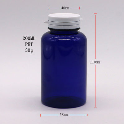 Halsbandmaterial PET 200cc Runde Plastikflasche Medizinbehälter mit leicht zu ziehenden Ringkappen