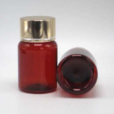 40 ml/1.3 oz Amber PET Pille Kapsel Fischöl Flasche mit Silber Aluminium Schraubkappe