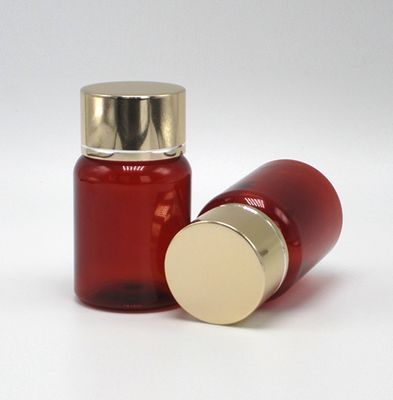 40 ml/1.3 oz Amber PET Pille Kapsel Fischöl Flasche mit Silber Aluminium Schraubkappe