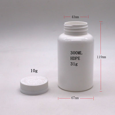 300 ml/10 Oz HDPE Runde Plastikkapselflasche für Pillen Kapsel Tabletten Medizin Ergänzung