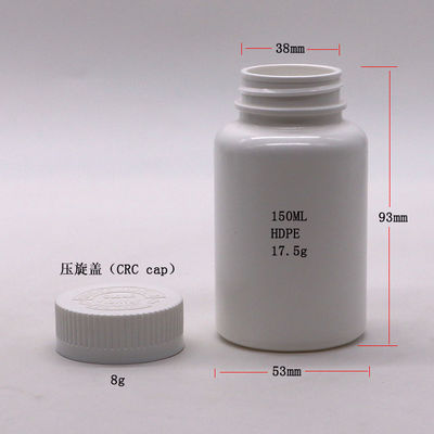 Halsbandmaterial PE 150 ml leere runde Plastikflasche mit kindsicheren Deckeln