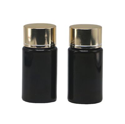 GMP 50ML PET Plastik Medizin Tabletten Pille Flasche Behälter mit Gold Silber Beschichtung Kappe