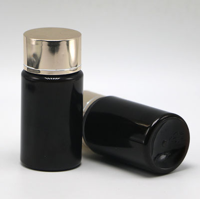 GMP 50ML PET Plastik Medizin Tabletten Pille Flasche Behälter mit Gold Silber Beschichtung Kappe