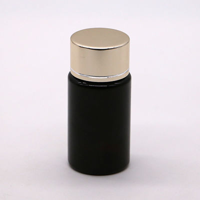 GMP 50ML PET Plastik Medizin Tabletten Pille Flasche Behälter mit Gold Silber Beschichtung Kappe
