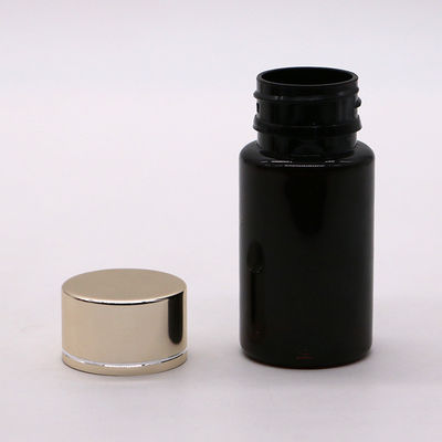 GMP 50ML PET Plastik Medizin Tabletten Pille Flasche Behälter mit Gold Silber Beschichtung Kappe