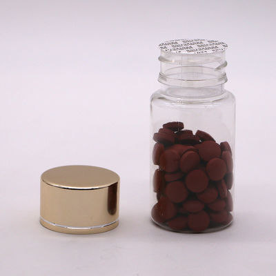 GMP 50ML PET Plastik Medizin Tabletten Pille Flasche Behälter mit Gold Silber Beschichtung Kappe