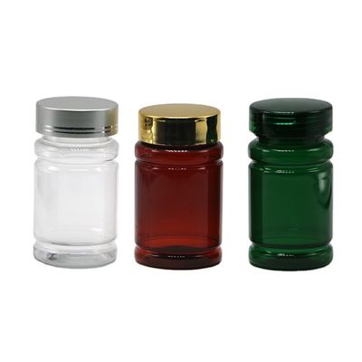 80 ml PET-Pillen Medizinflasche mit individueller Farbe und Gold-Silber-Beschichtung Kappen