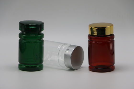 80 ml PET-Pillen Medizinflasche mit individueller Farbe und Gold-Silber-Beschichtung Kappen