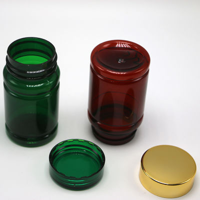 80 ml PET-Pillen Medizinflasche mit individueller Farbe und Gold-Silber-Beschichtung Kappen