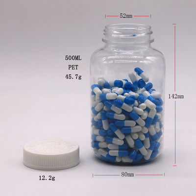 500 ml Plastik-PET-Medikamentbehälter mit Bildschirmdruck und kindersicheren Deckel